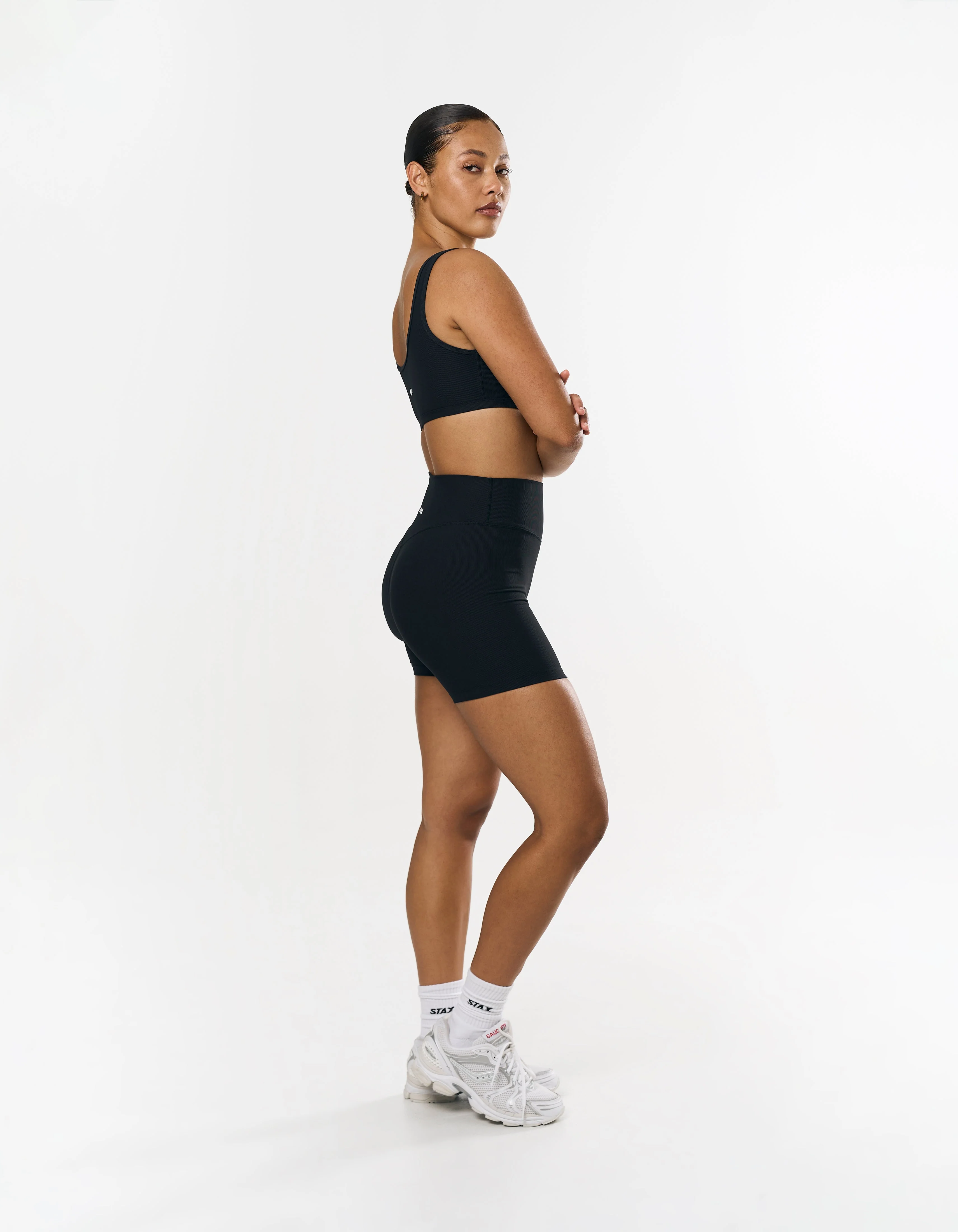 Active Rib Midi Bike Shorts - Black - Image 3
