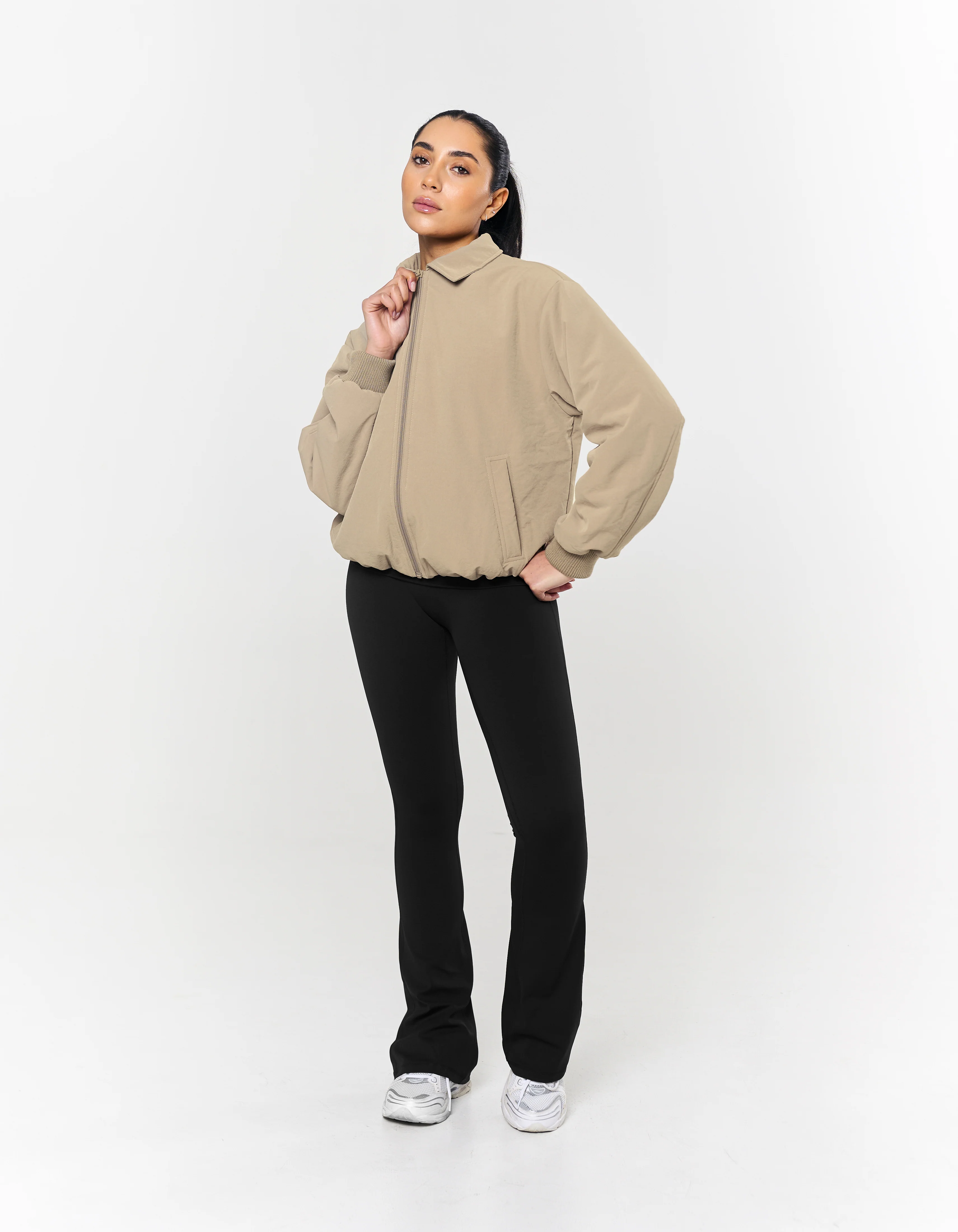Collared Bomber Jacket - Sandstone - Image 3