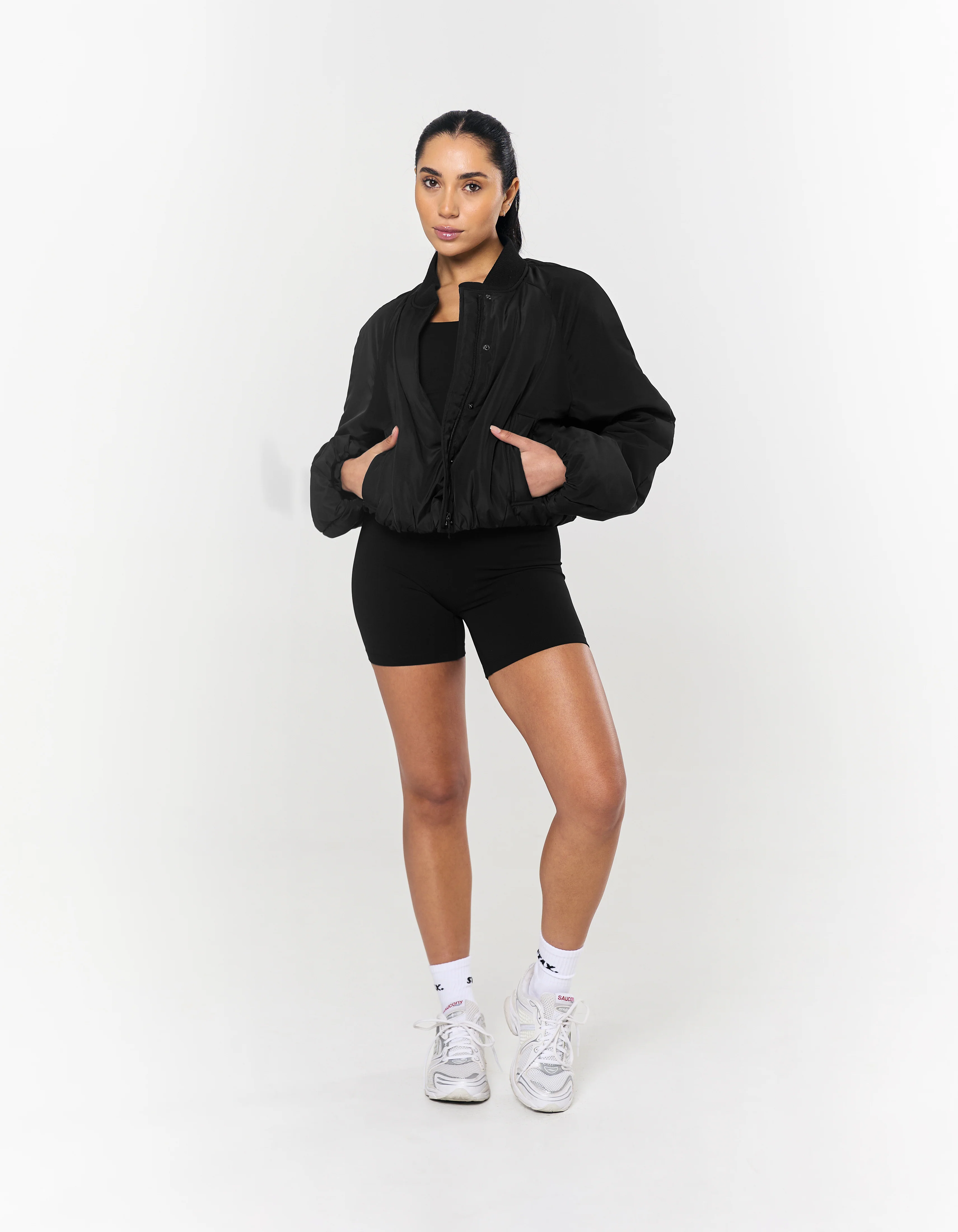 Cropped Bomber Jacket - Ink - Image 2