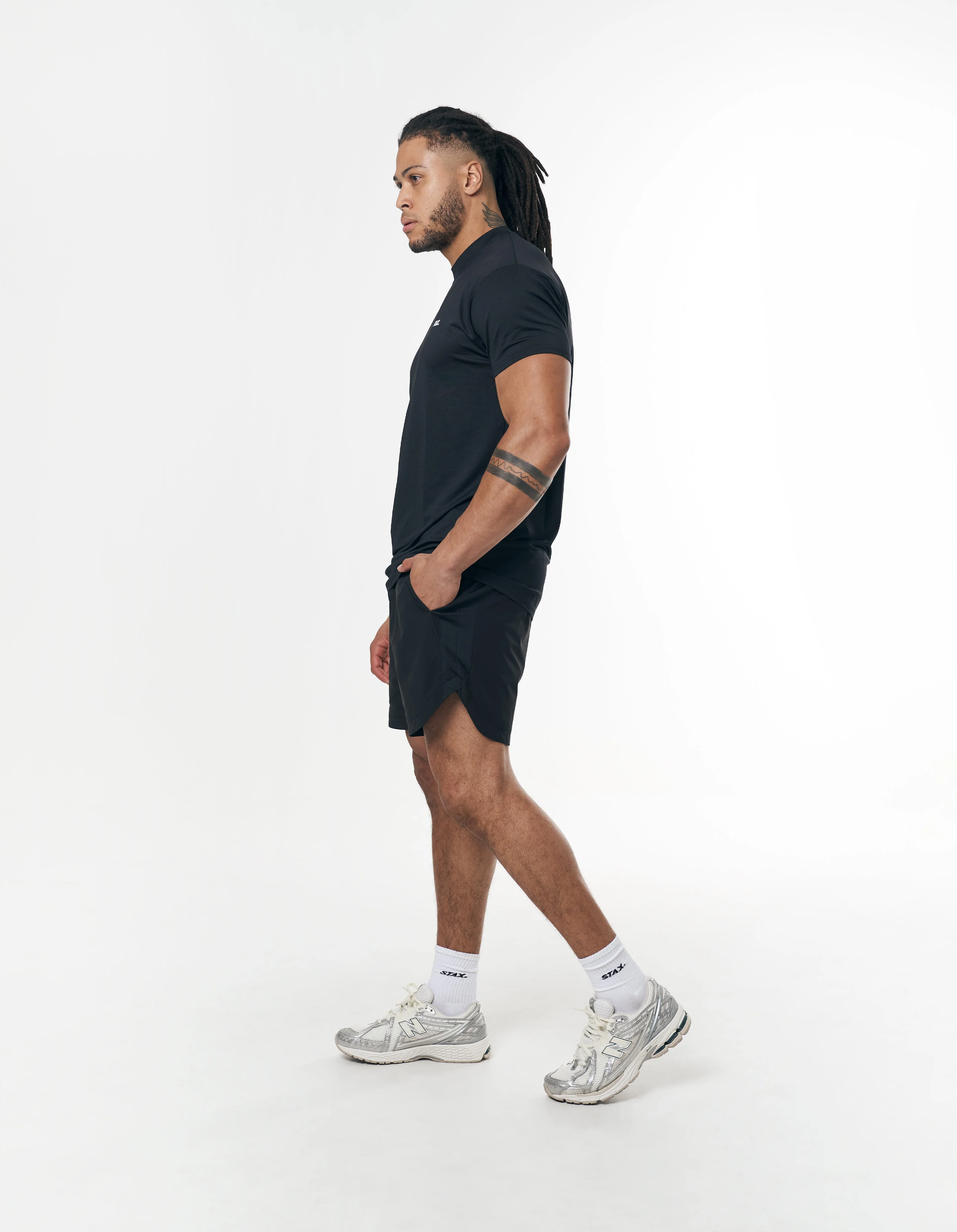 Mens Sport Nylon Shorts - Black - Image 3