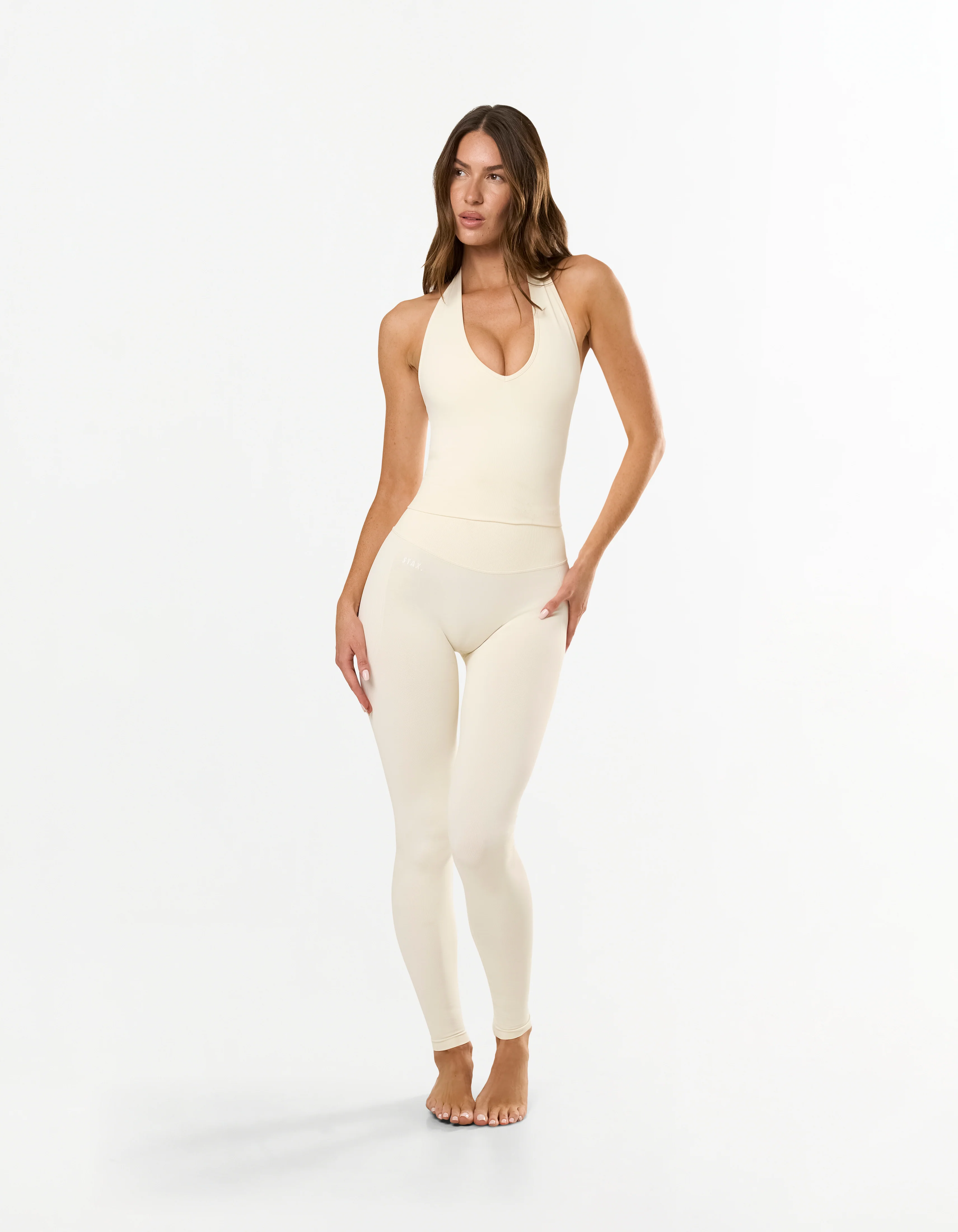Premium Seamless Skulpt Halter Tank - Cream - Image 4