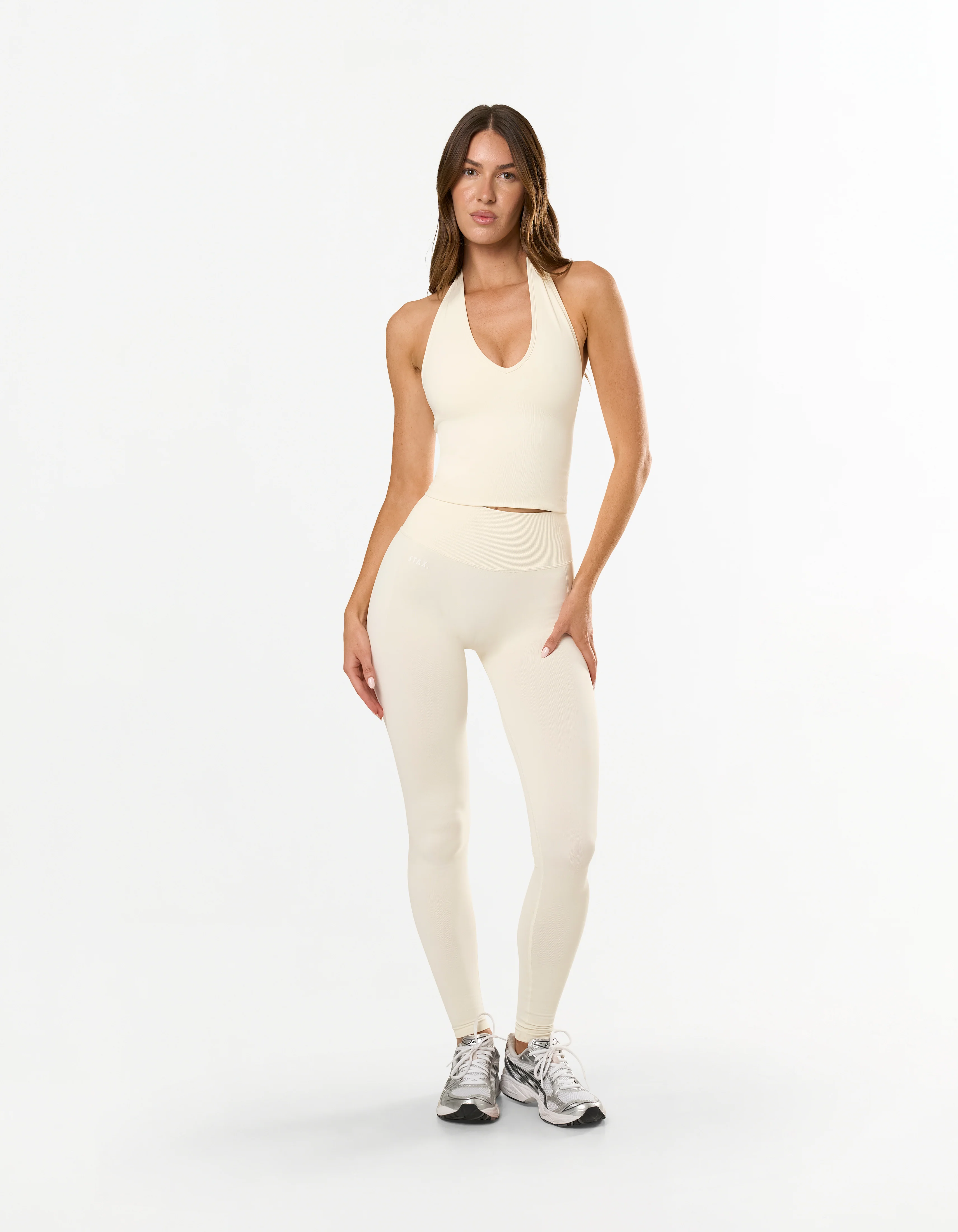 Premium Seamless Skulpt Halter Tank - Cream - Image 7