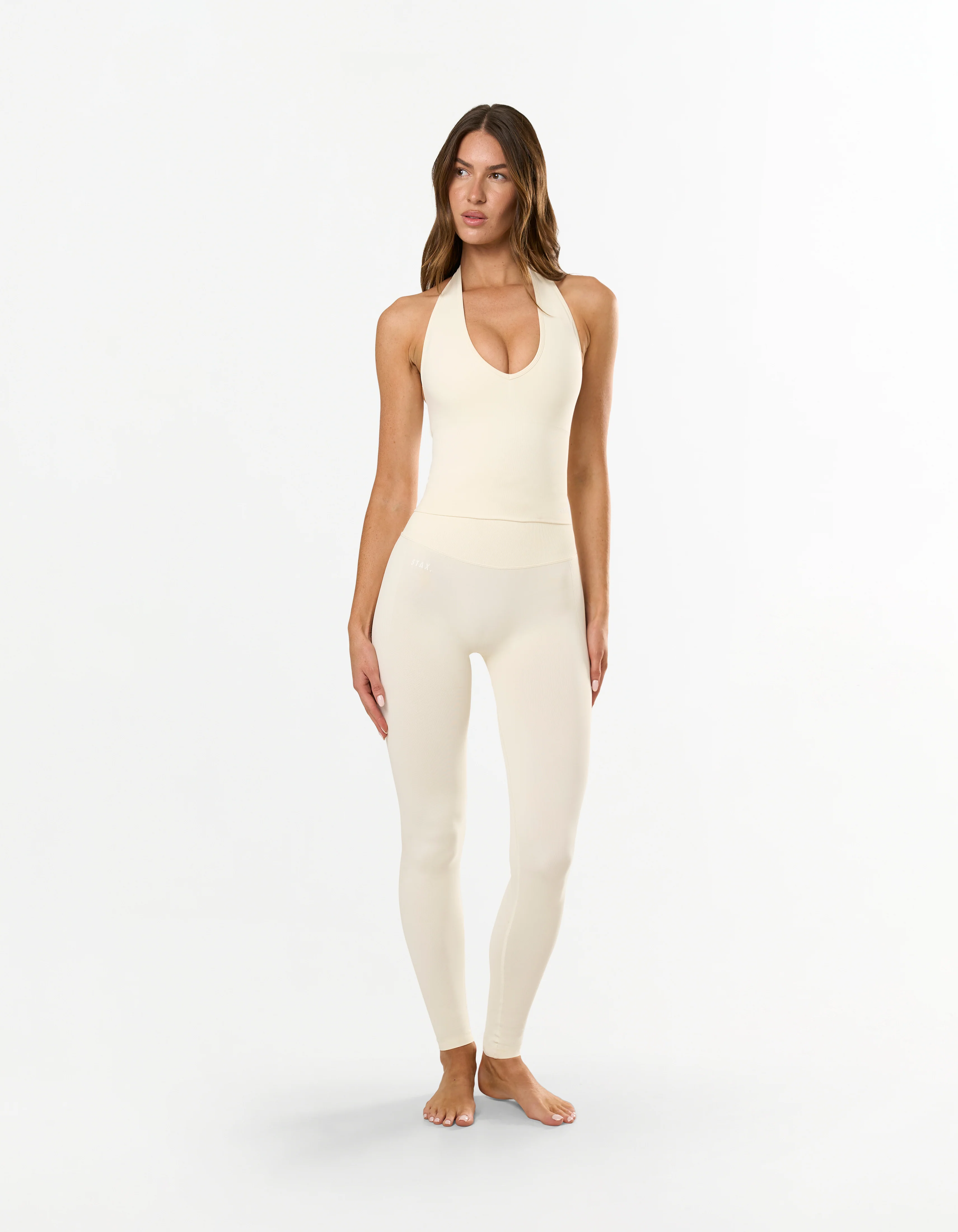 Premium Seamless Skulpt Halter Tank - Cream - Image 9