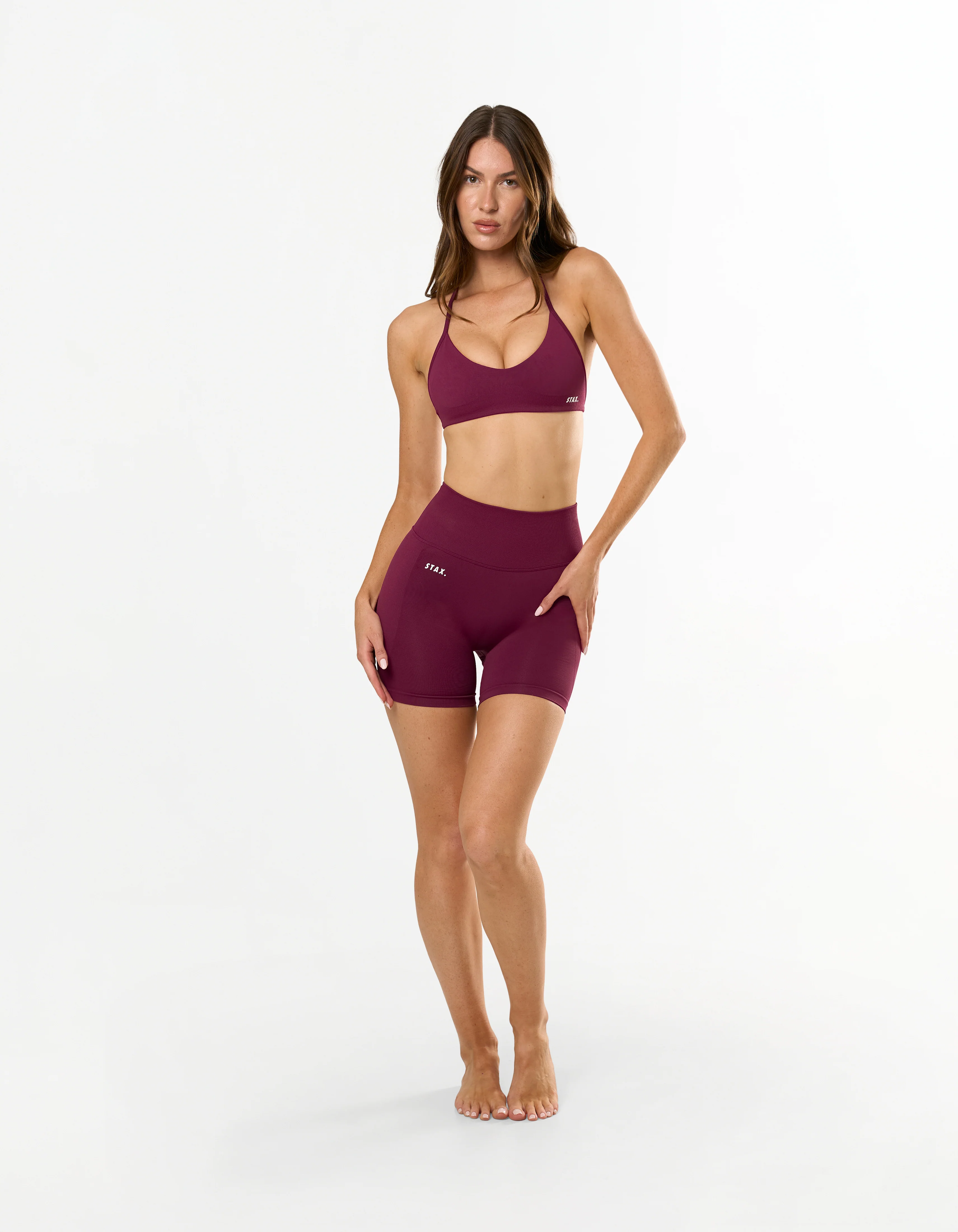 Premium Seamless Skulpt Midi Bike Shorts - Burgundy - Image 3