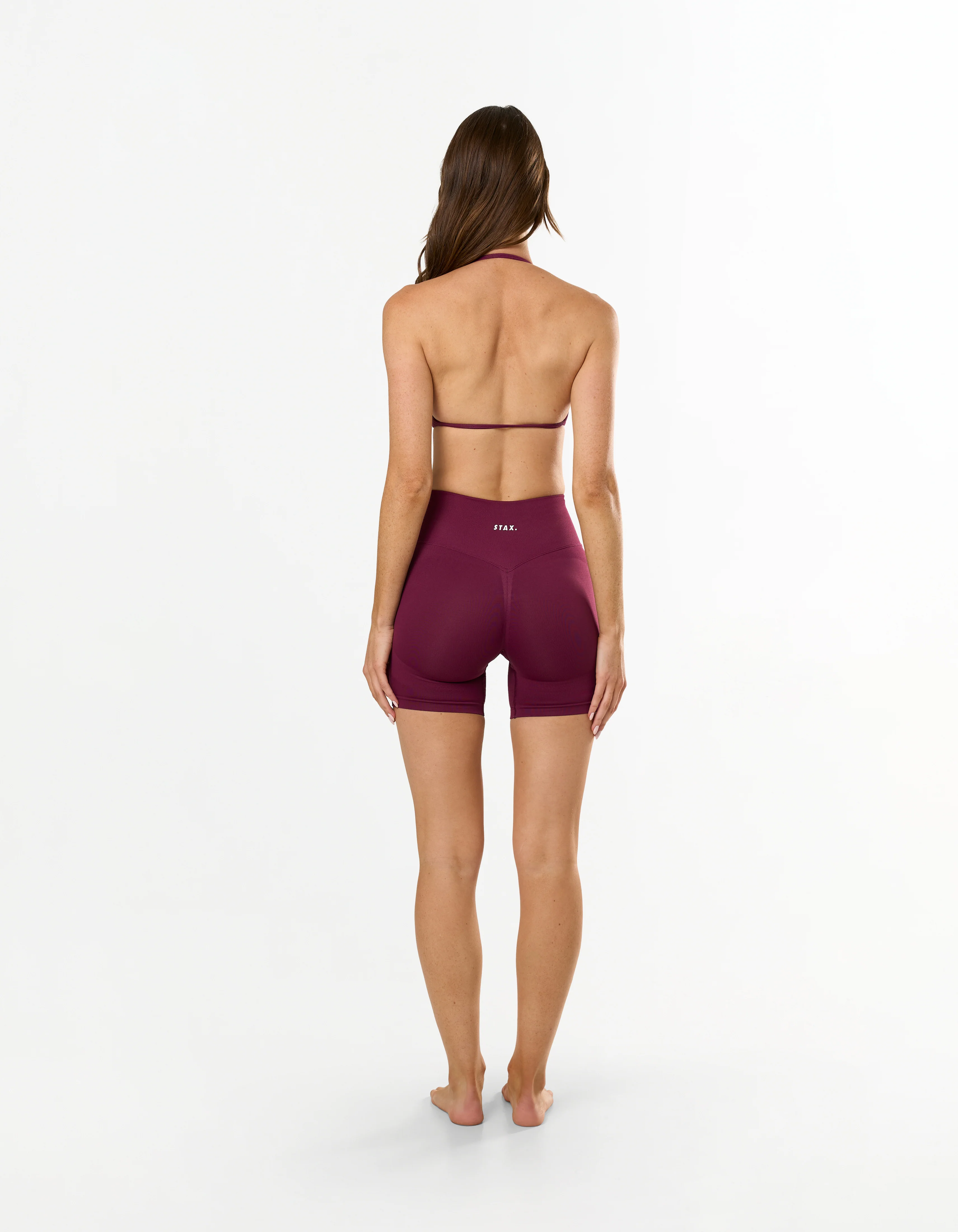 Premium Seamless Skulpt Midi Bike Shorts - Burgundy - Image 6