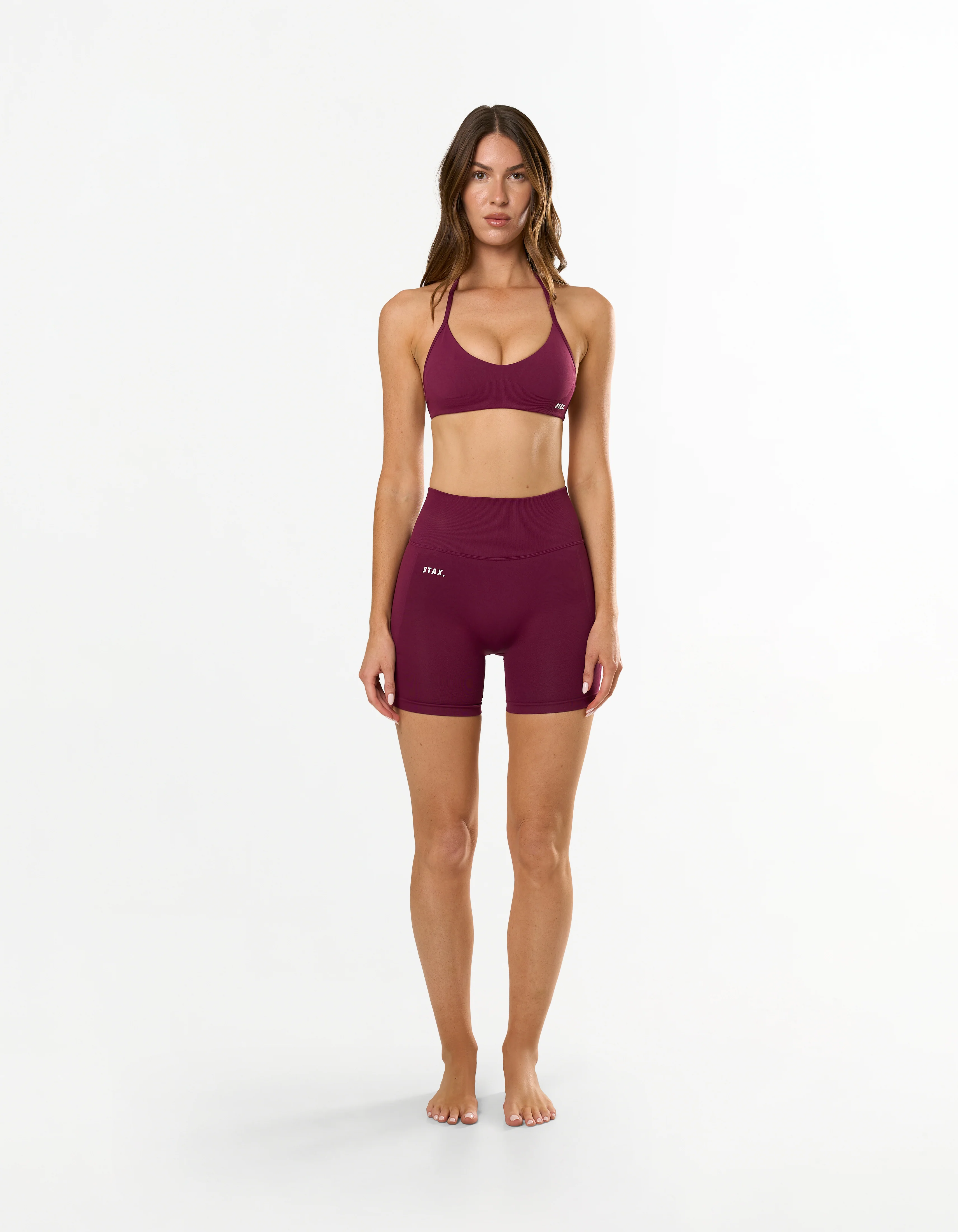 Premium Seamless Skulpt Midi Bike Shorts - Burgundy - Image 7