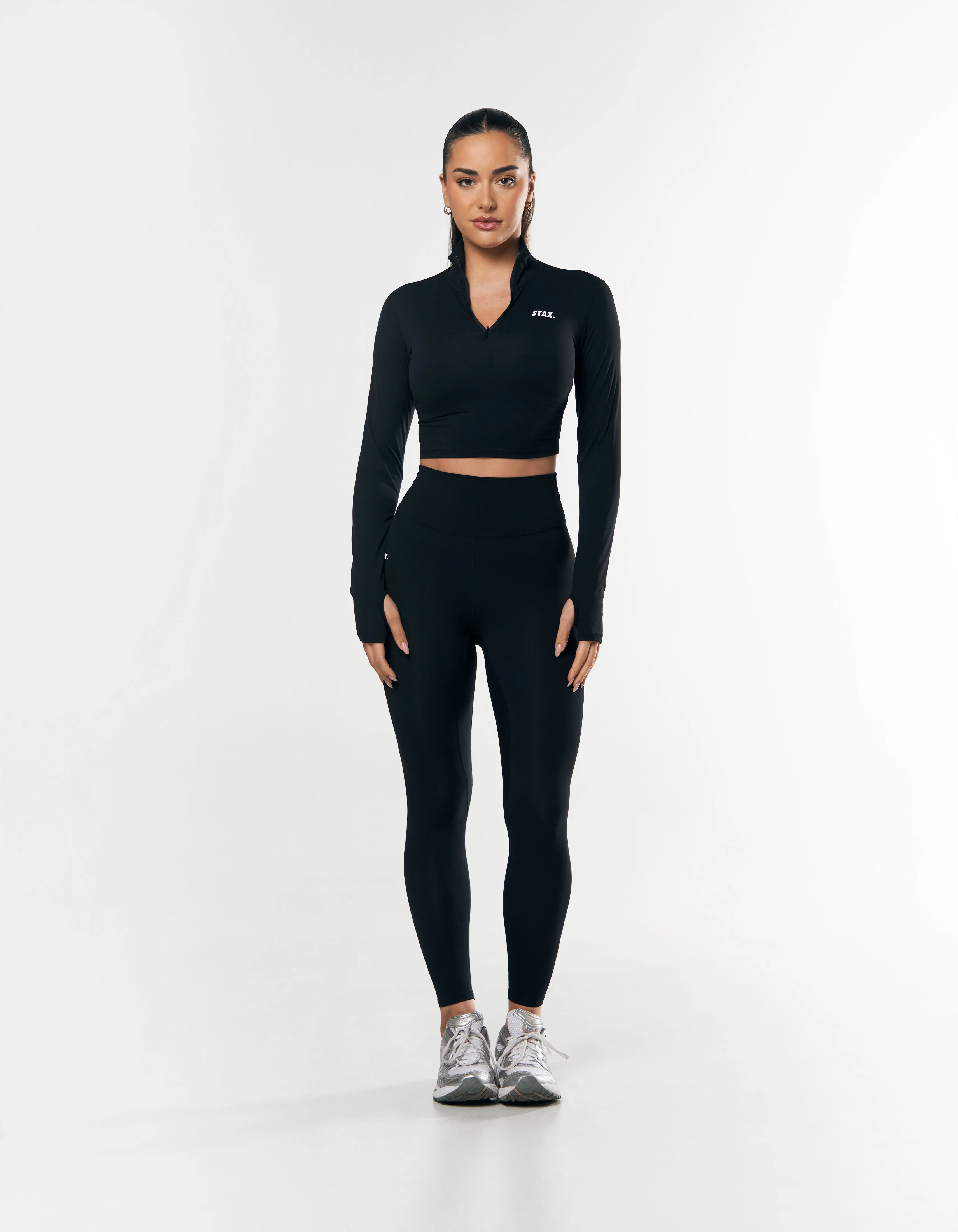 Long Sleeve Zip Crop NANDEX™ - Black - Image 12
