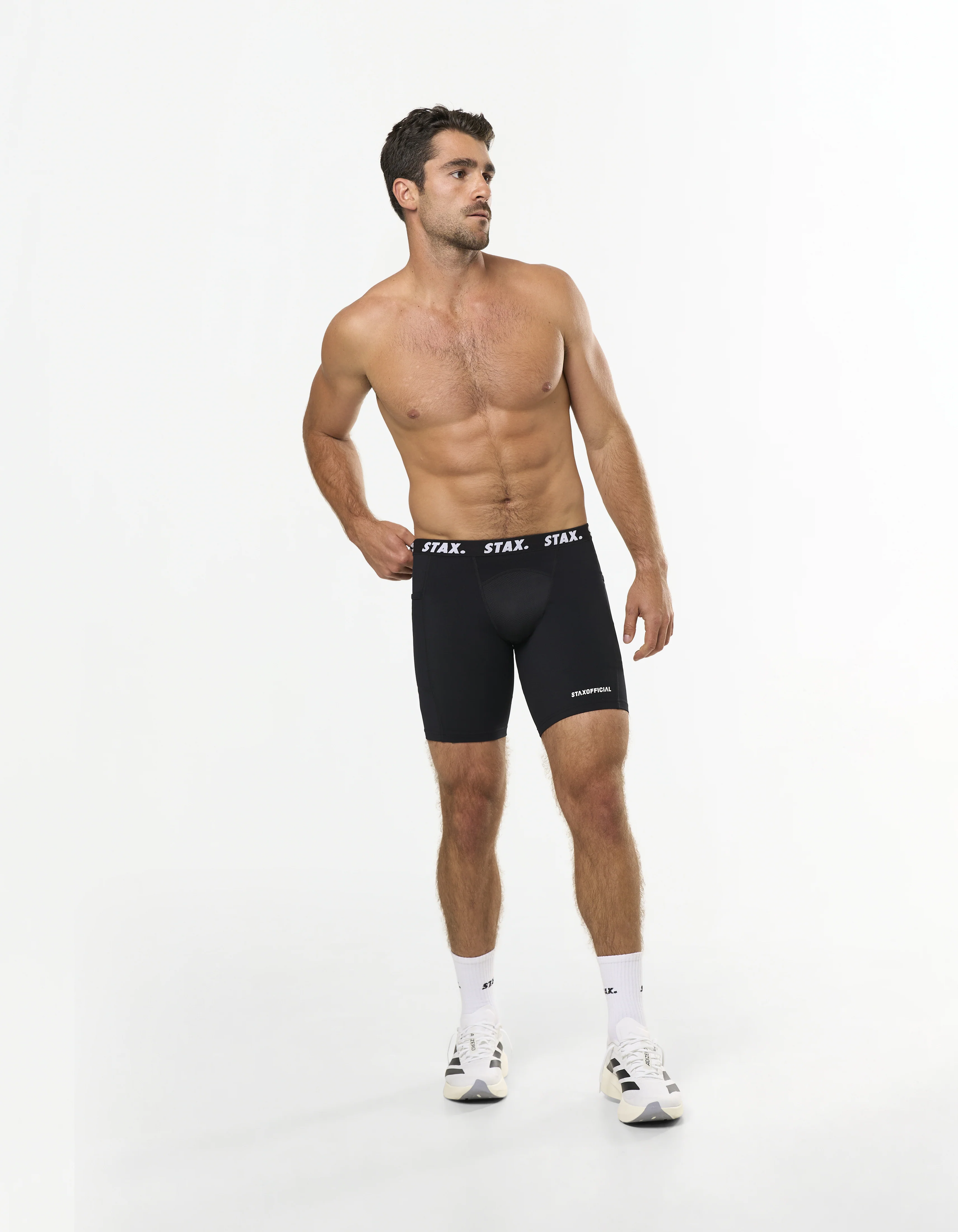 Mens Compressive Phone Pocket Bike Shorts - Black - Image 5
