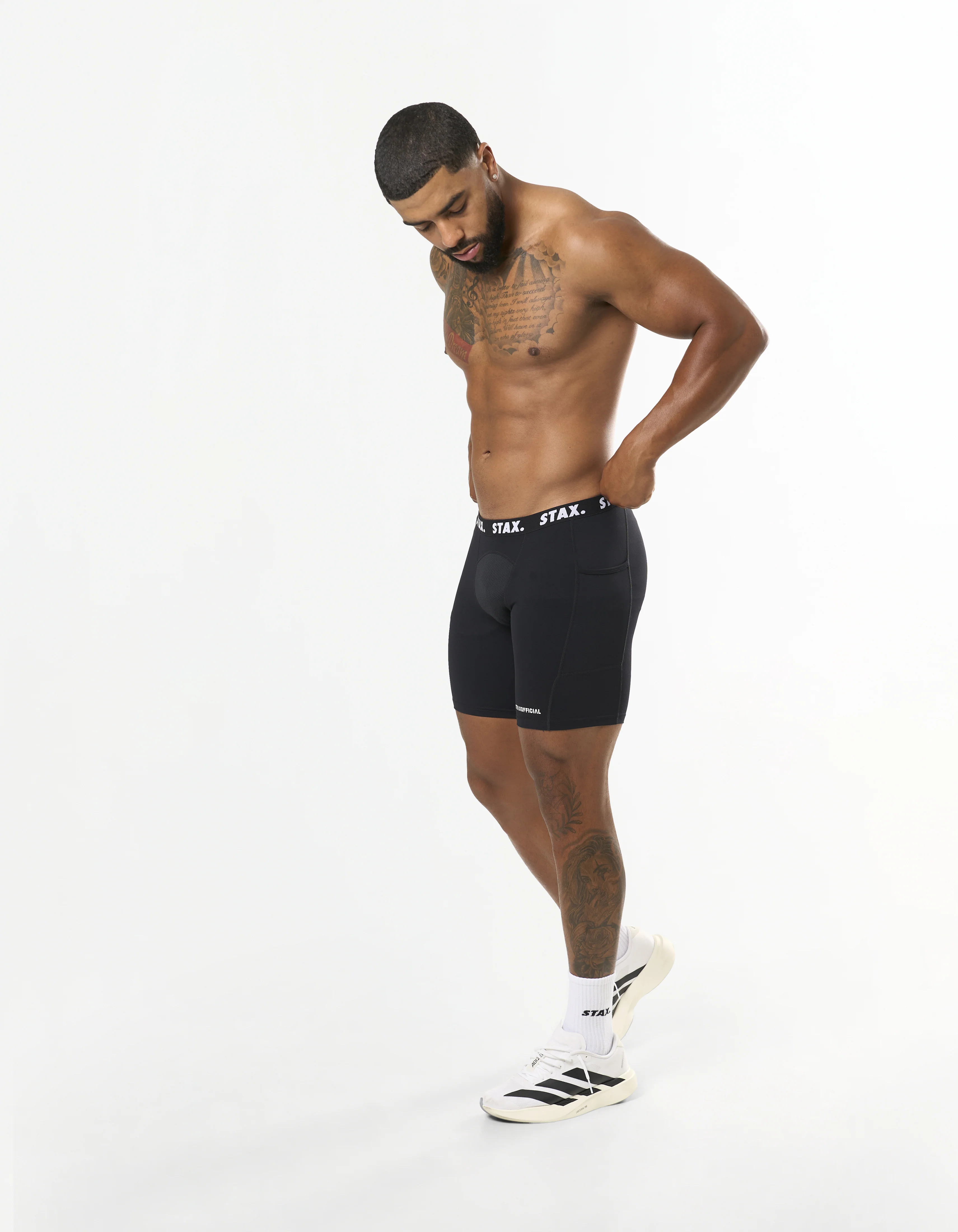 Mens Compressive Phone Pocket Bike Shorts - Black - Image 6