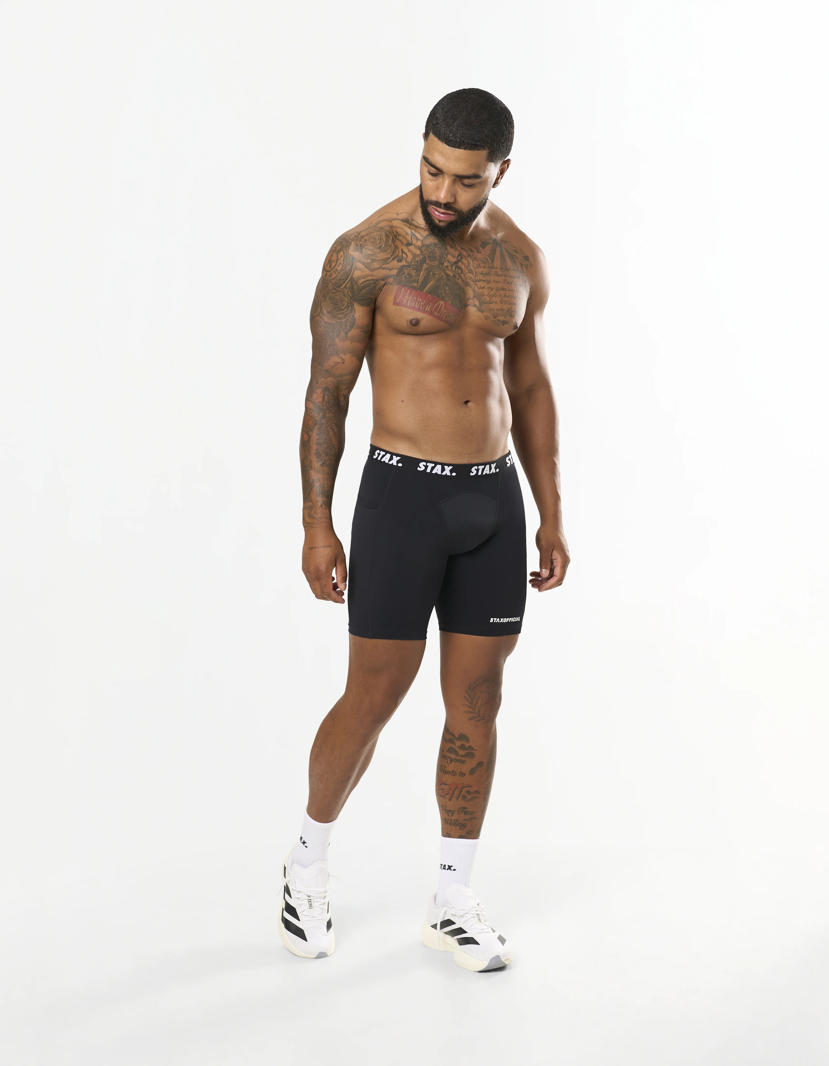 Mens Compressive Phone Pocket Bike Shorts - Black - Image 7
