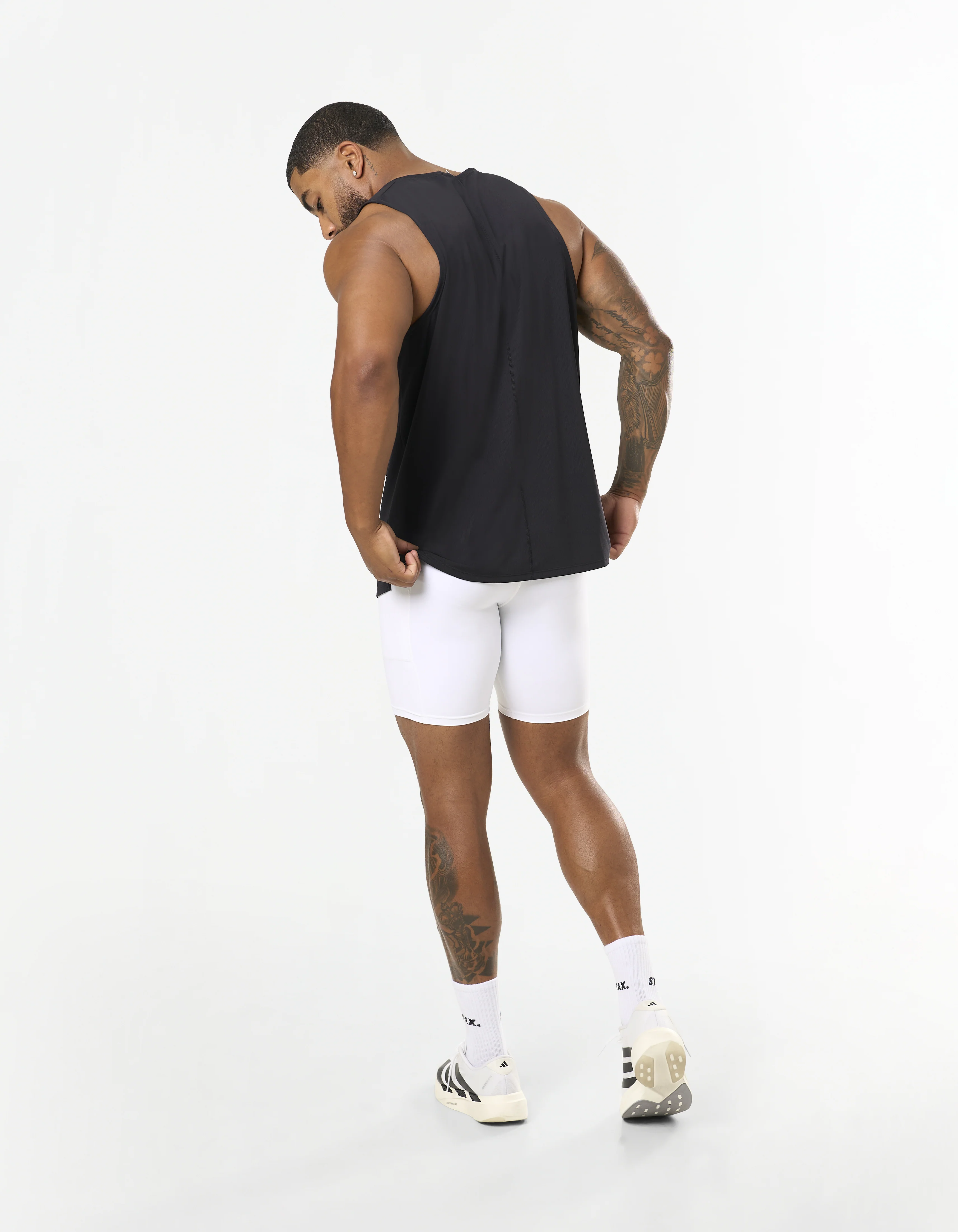 Mens Compressive Phone Pocket Bike Shorts - White - Image 4