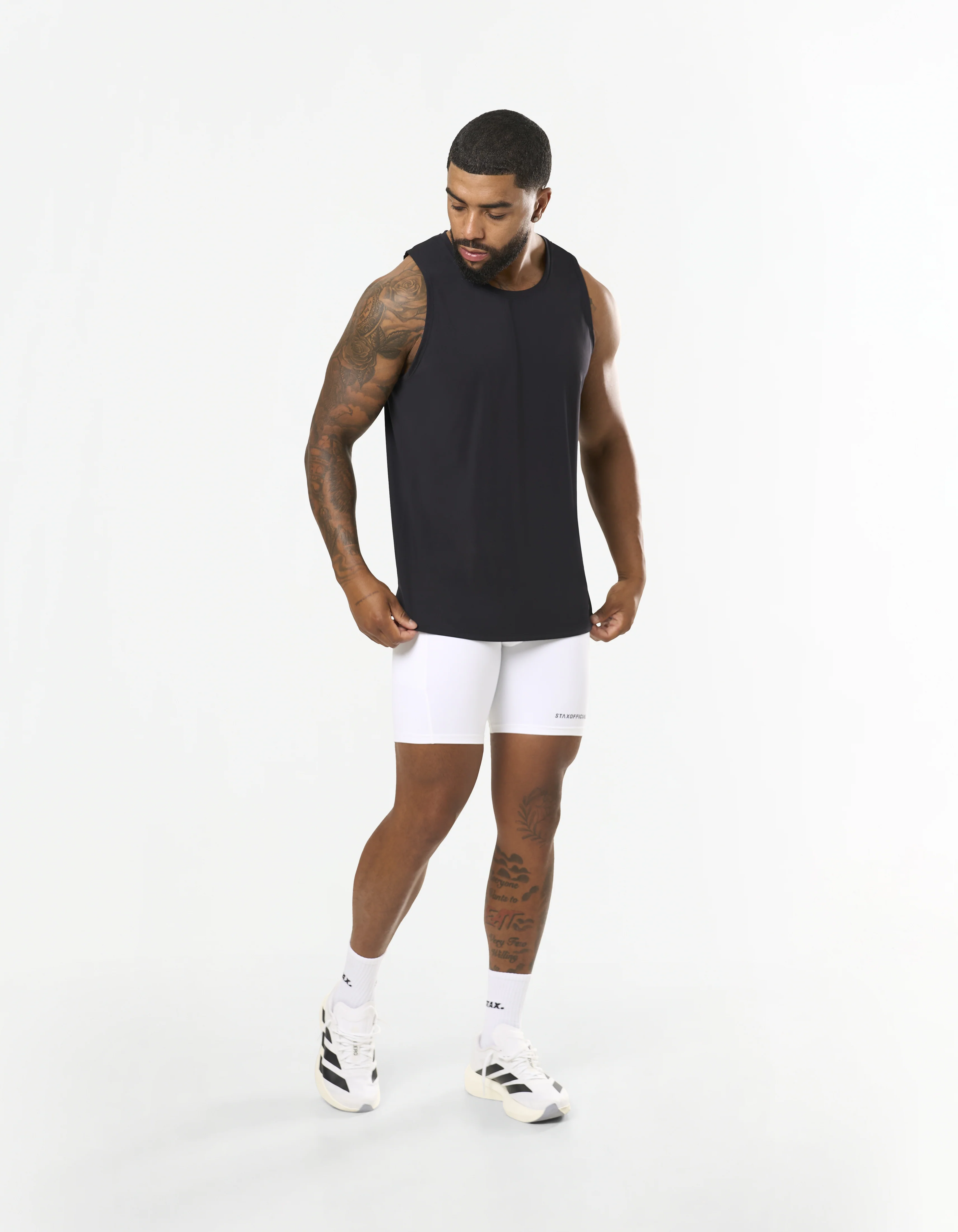 Mens Compressive Phone Pocket Bike Shorts - White - Image 7