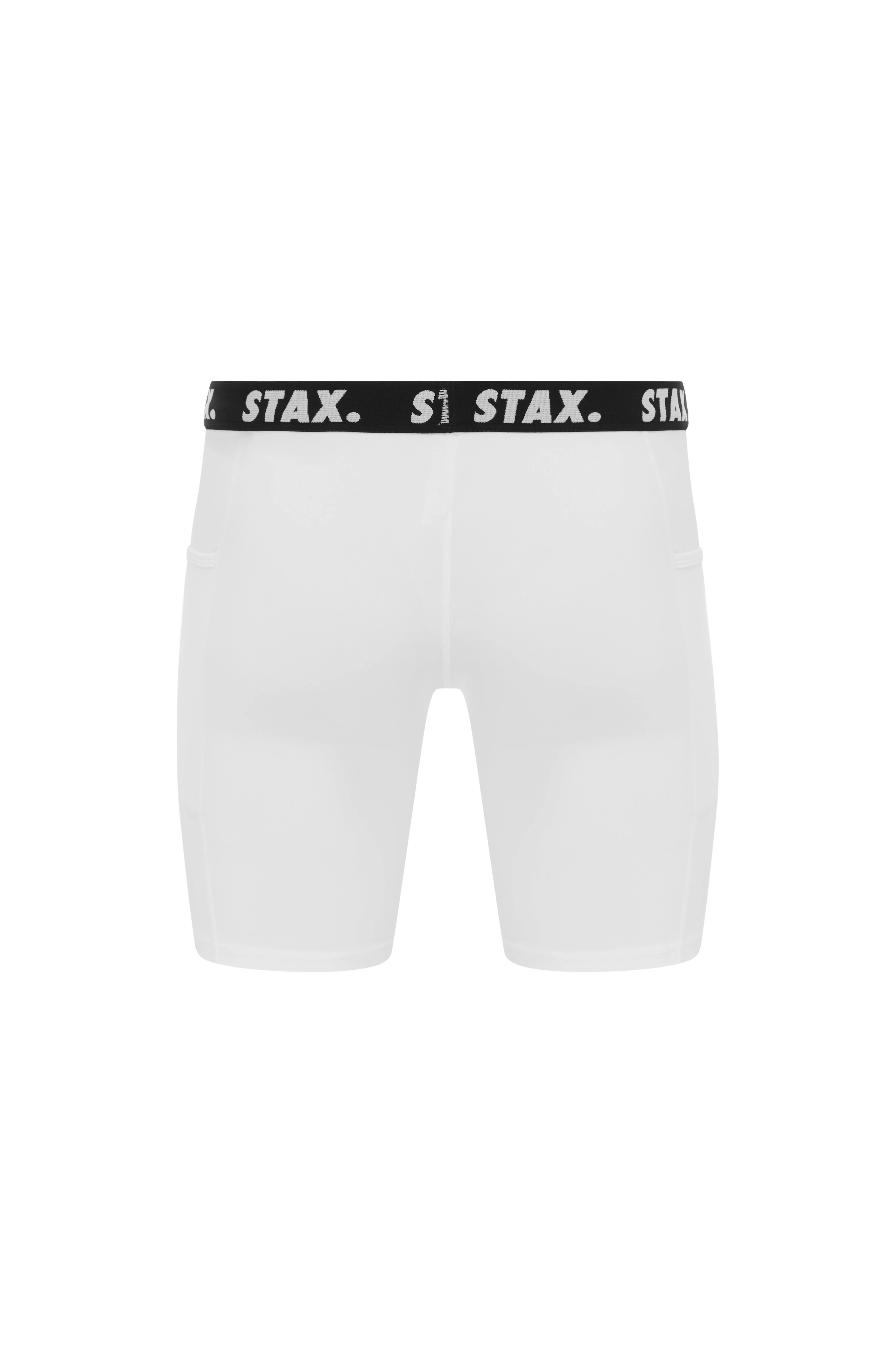 Mens Compressive Phone Pocket Bike Shorts - White - Image 9