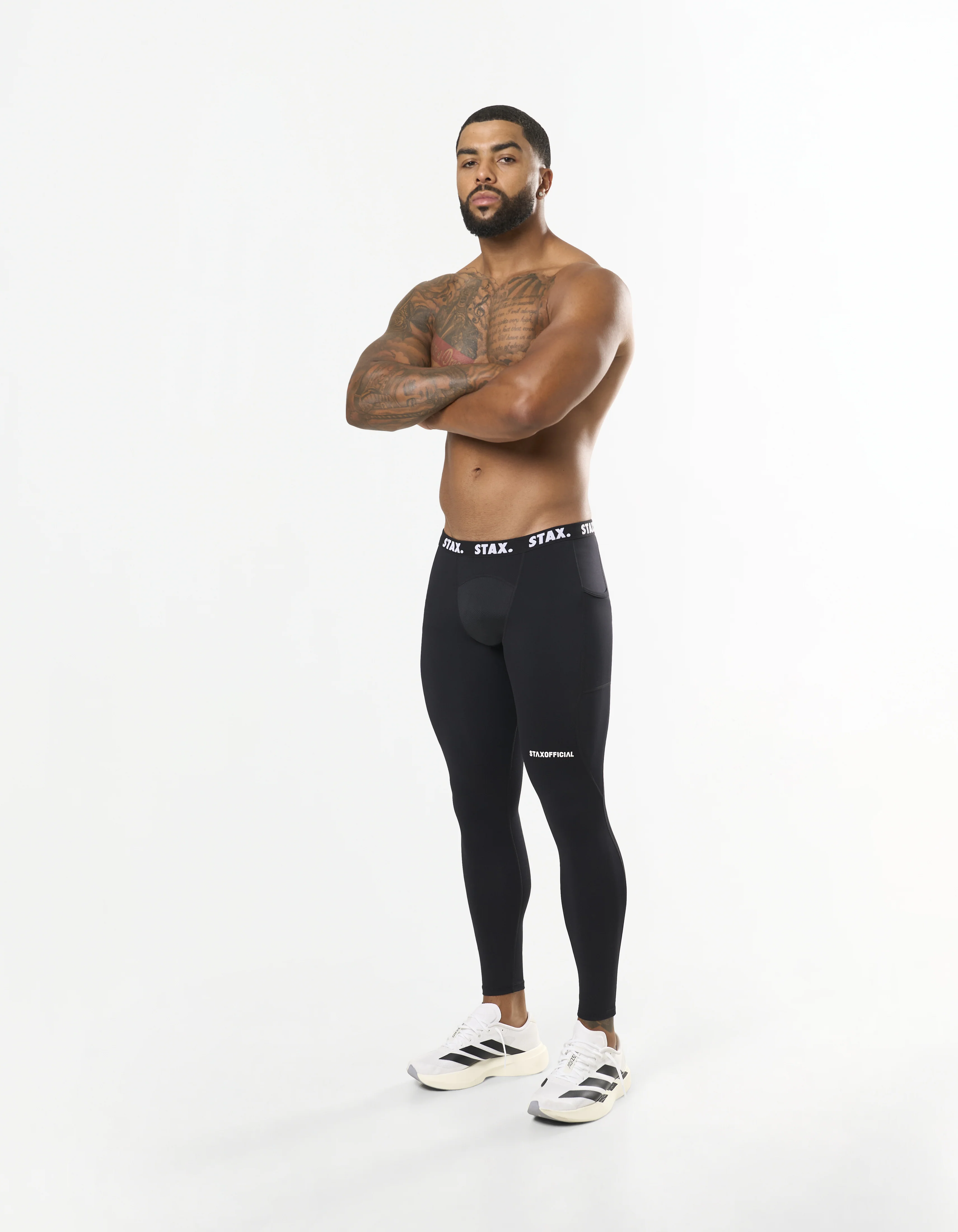 Mens Compressive Phone Pocket Tights - Black - Image 5