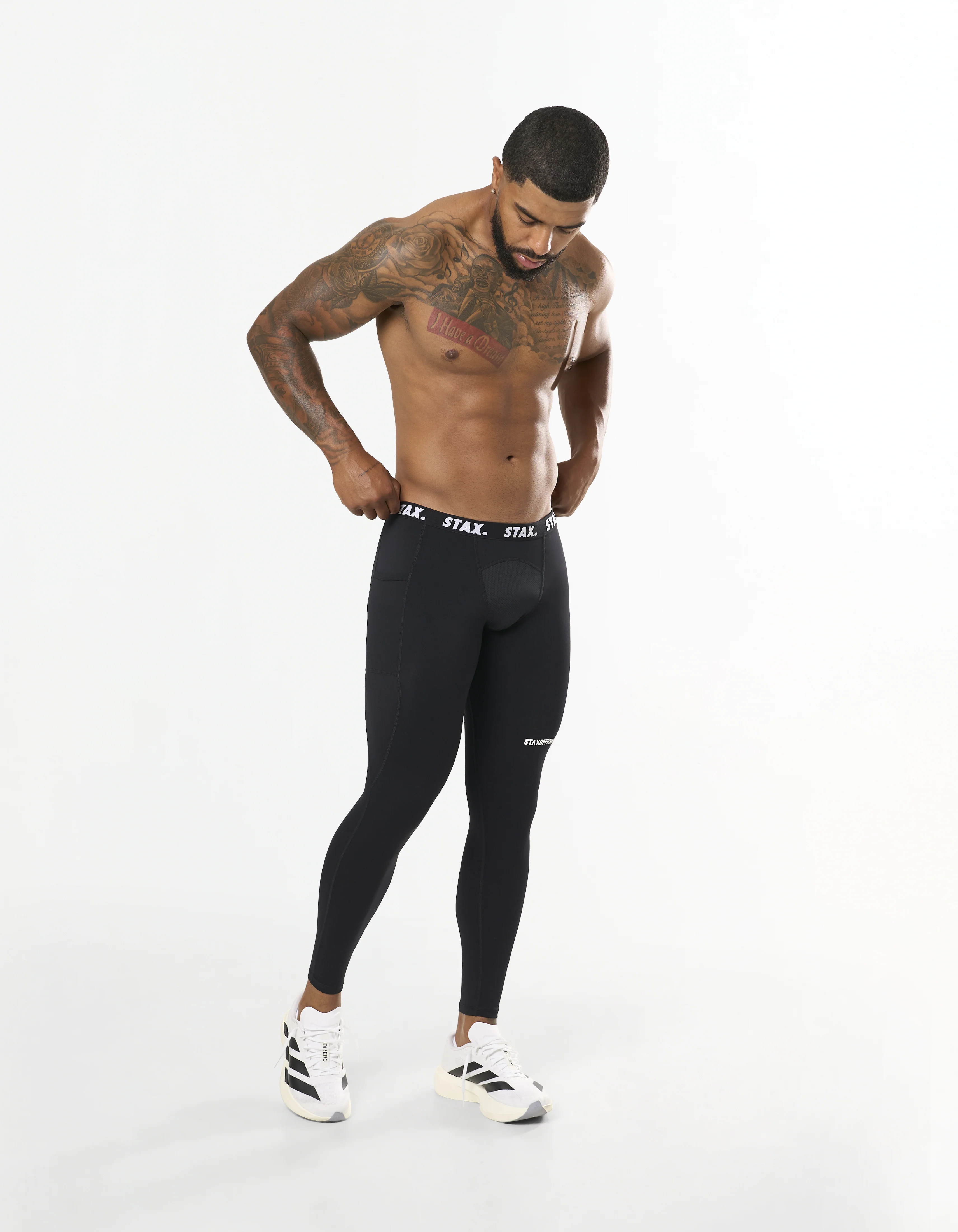 Mens Compressive Phone Pocket Tights - Black - Image 6