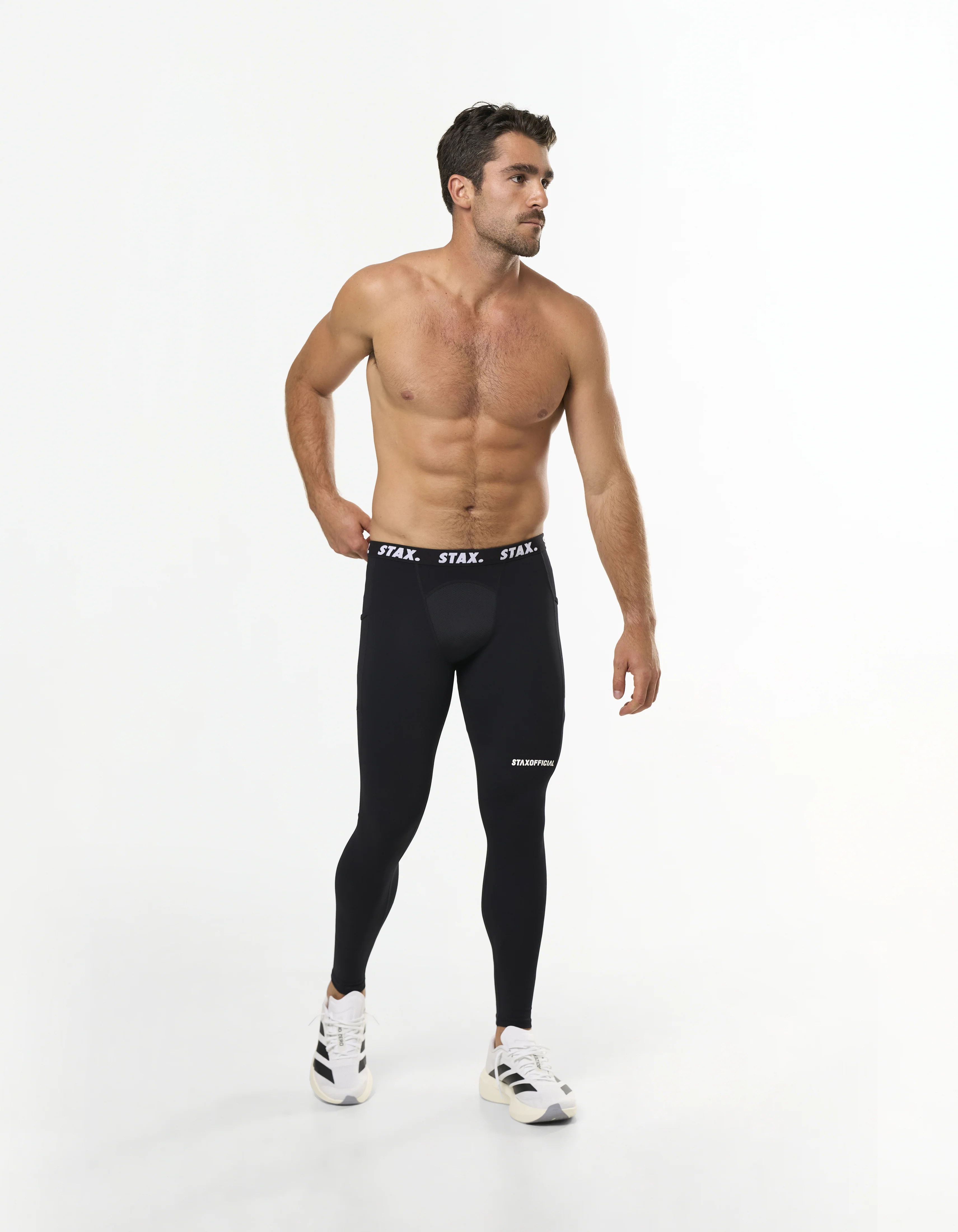 Mens Compressive Phone Pocket Tights - Black - Image 7