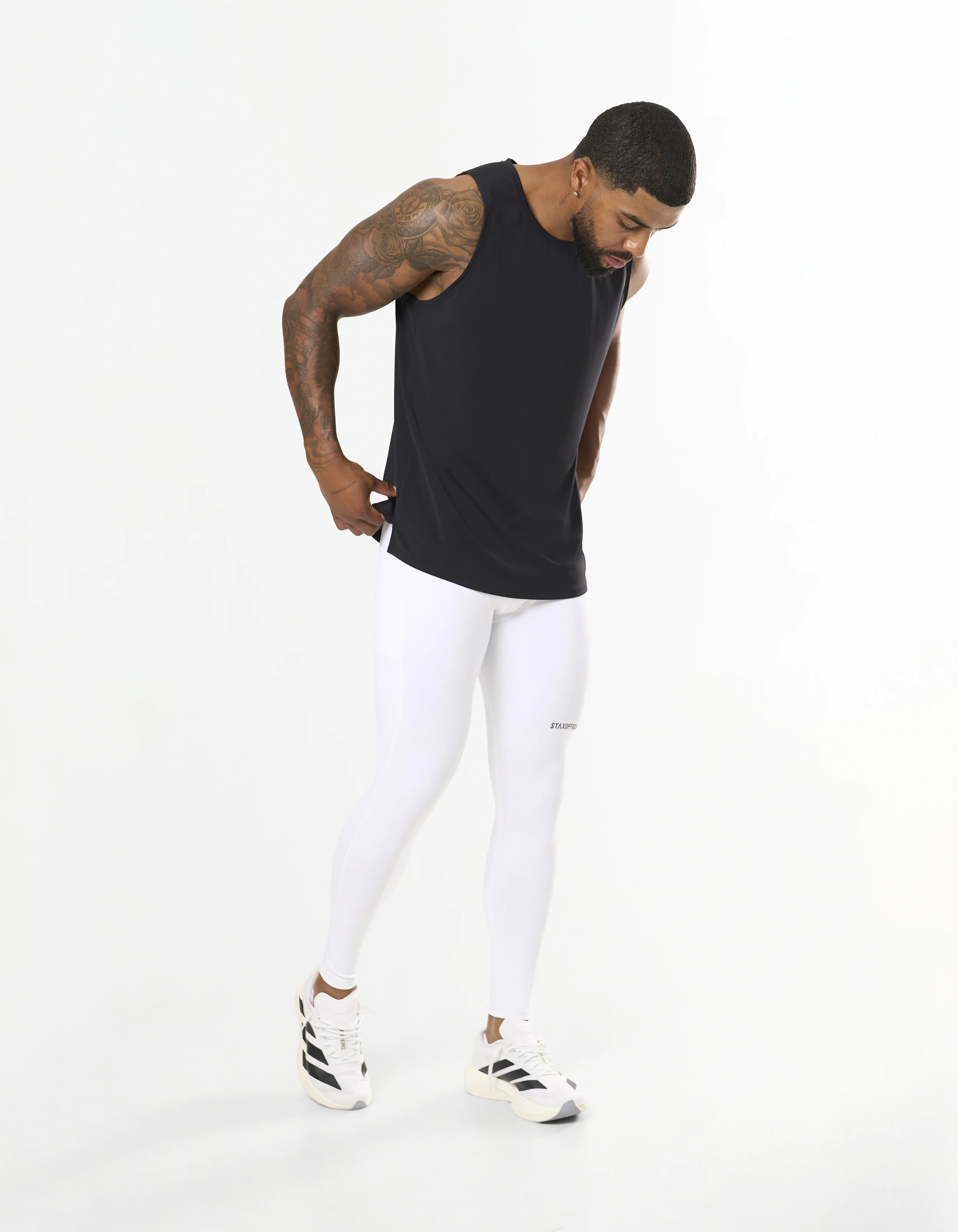 Mens Compressive Phone Pocket Tights - White - Image 8