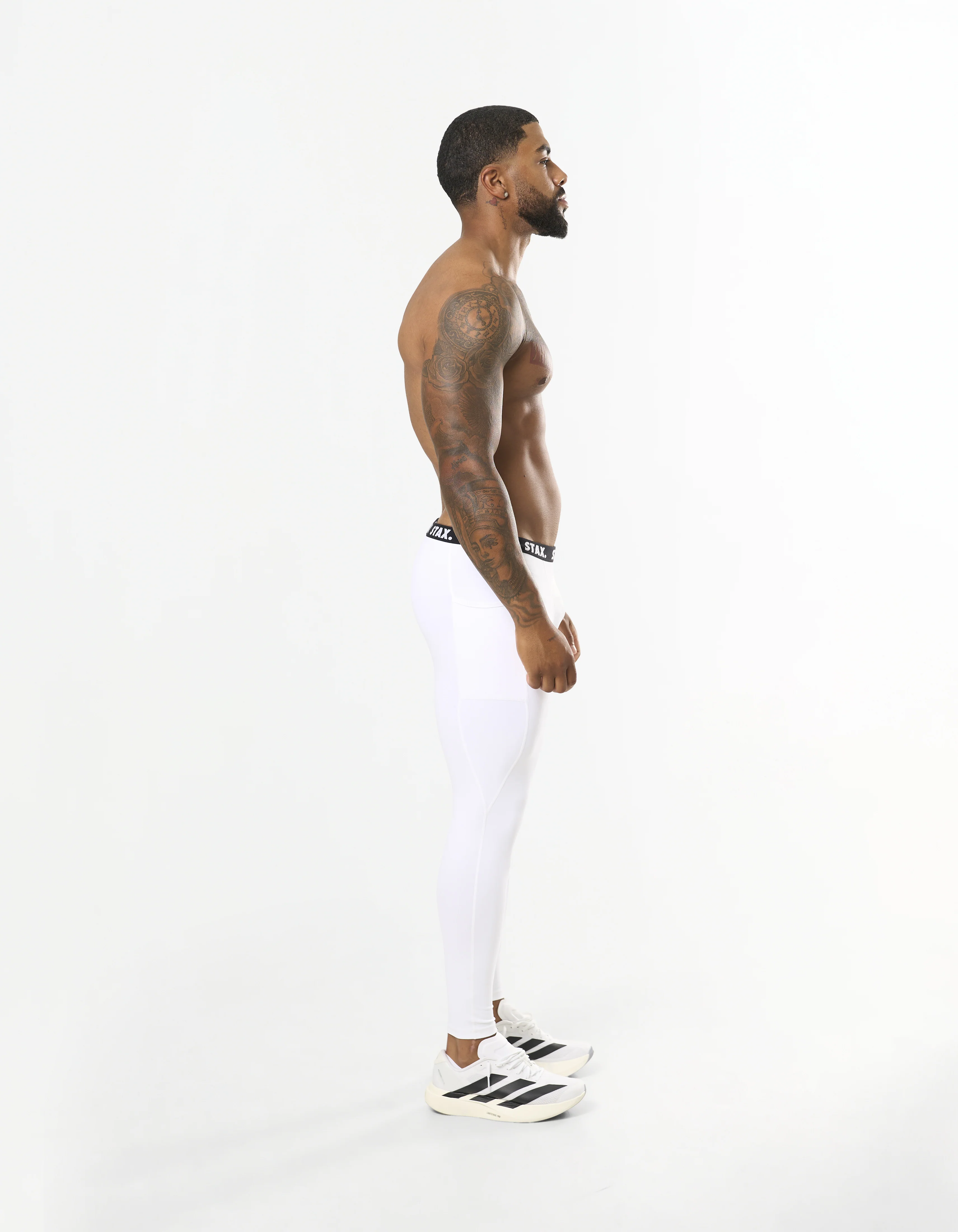 Mens Compressive Phone Pocket Tights - White - Image 9